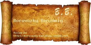 Borovszky Benjámin névjegykártya
